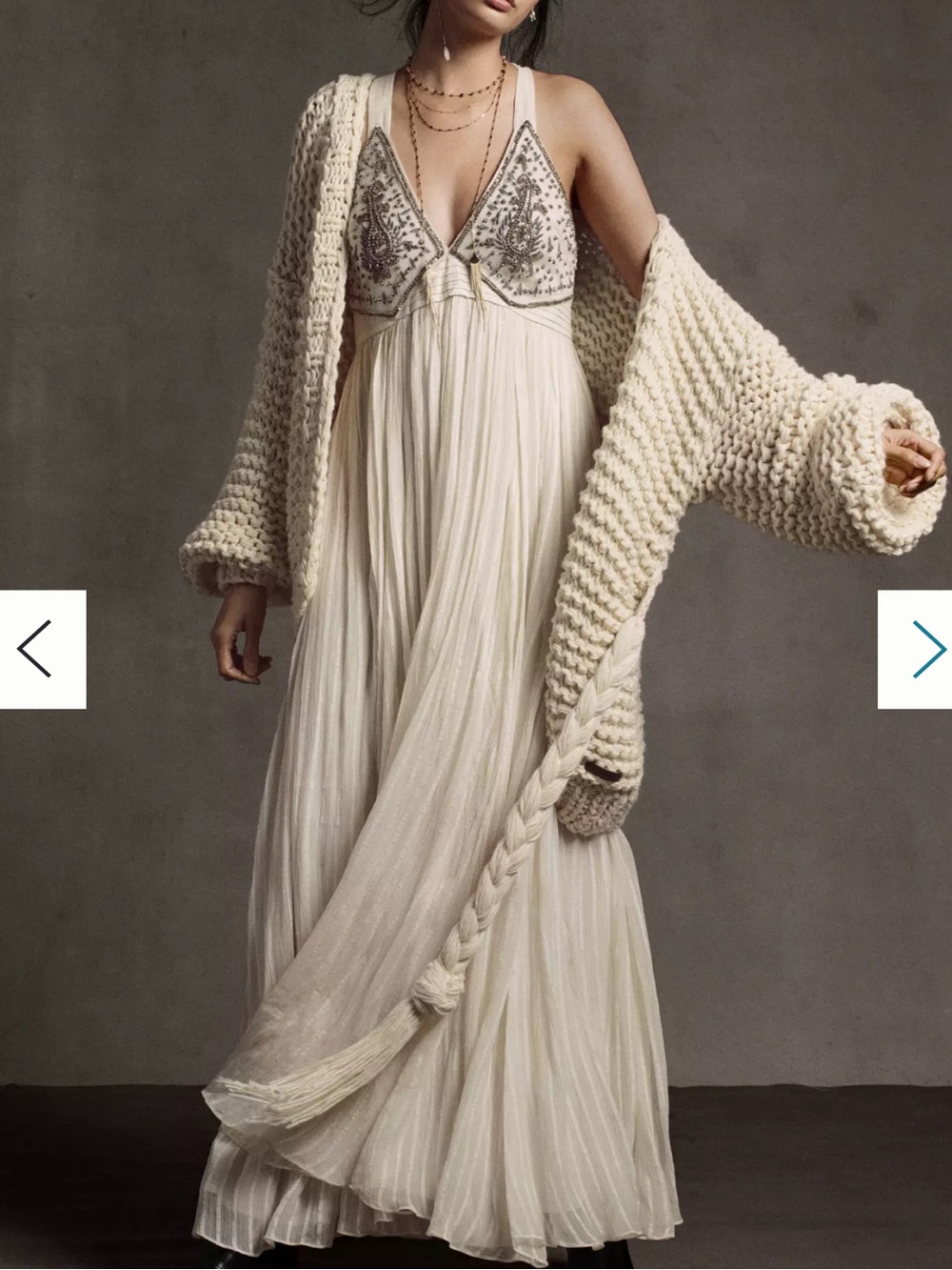 NWOT Anthropologie x Ranna Gill Anthropologie Cream
Beaded Zvezda Maxi Dress - S